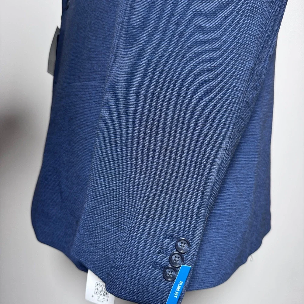 Perry Ellis Blazer Mens 4XLT Blue Textured Slim Fit Stretch Sport Coat